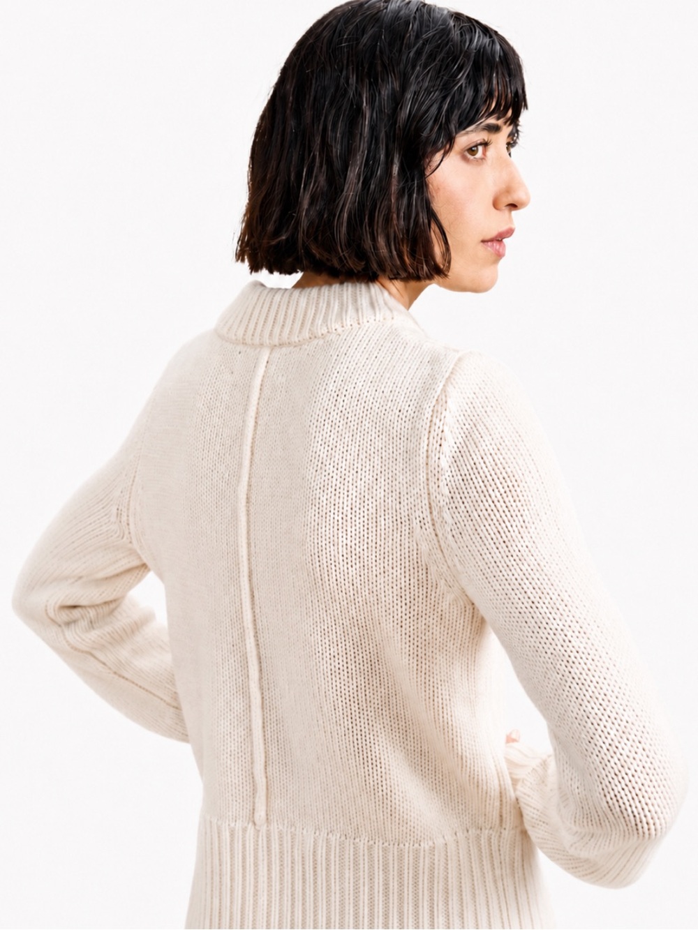 NWOT! La Ligne Solid Mini Marin Cream Wool Cashmere Sweater Size Medium - Picture 4 of 10